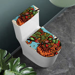 Japanese Samurai And Tiger Print Toilet Lid And Tank Cover Set