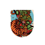 Japanese Samurai And Tiger Print Toilet Lid Cover