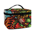 Japanese Samurai And Tiger Print Travel Makeup Bag