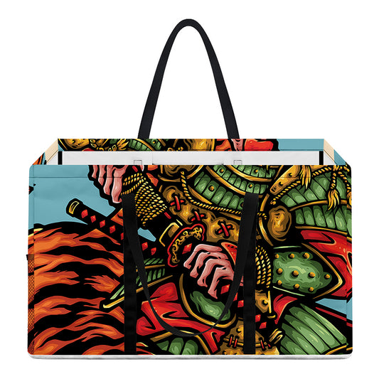 Japanese Samurai And Tiger Print Utility Tote Bag