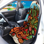 Japanese Samurai And Tiger Print Waterproof Car Seat Cover