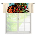 Japanese Samurai And Tiger Print Window Valance