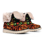 Japanese Samurai And Tiger Print Winter Boots