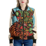 Japanese Samurai And Tiger Print Women's Bomber Jacket