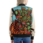 Japanese Samurai And Tiger Print Women's Bomber Jacket