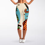 Japanese Samurai And Tiger Print Women's Capri Leggings