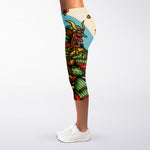 Japanese Samurai And Tiger Print Women's Capri Leggings