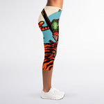 Japanese Samurai And Tiger Print Women's Capri Leggings