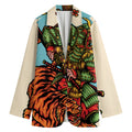 Japanese Samurai And Tiger Print Women's Cotton Blazer
