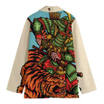 Japanese Samurai And Tiger Print Women's Cotton Blazer