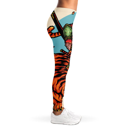 Japanese Samurai And Tiger Print Women's Leggings