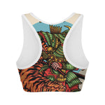Japanese Samurai And Tiger Print Women's Sports Bra