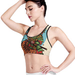 Japanese Samurai And Tiger Print Women's Sports Bra