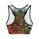 Japanese Samurai And Tiger Print Women's Sports Bra