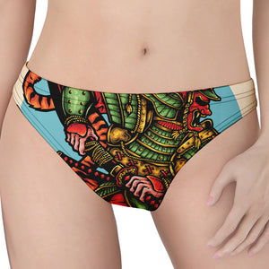 Japanese Samurai And Tiger Print Women's Thong