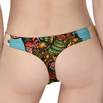 Japanese Samurai And Tiger Print Women's Thong