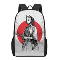 Japanese Samurai Girl Print 17 Inch Backpack
