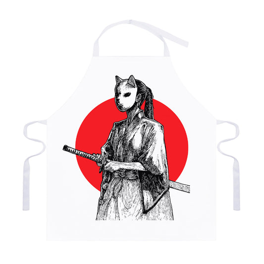Japanese Samurai Girl Print Adjustable Apron