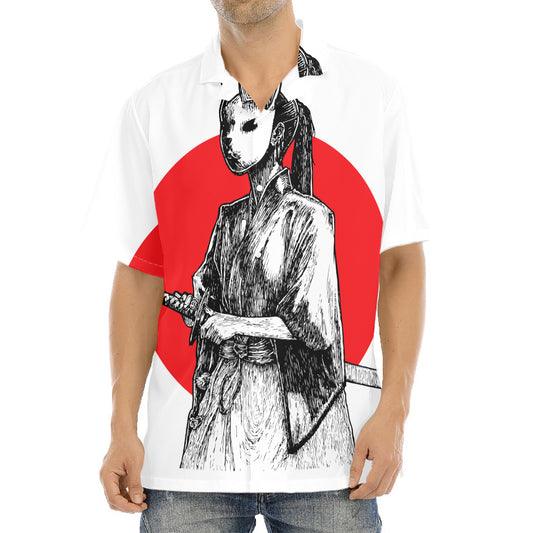 Japanese Samurai Girl Print Aloha Shirt