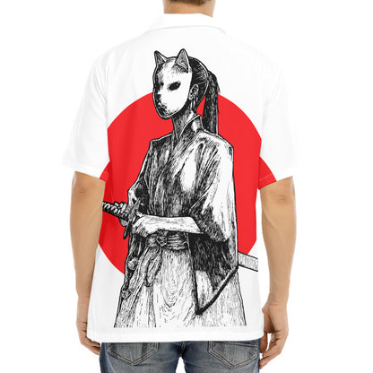 Japanese Samurai Girl Print Aloha Shirt