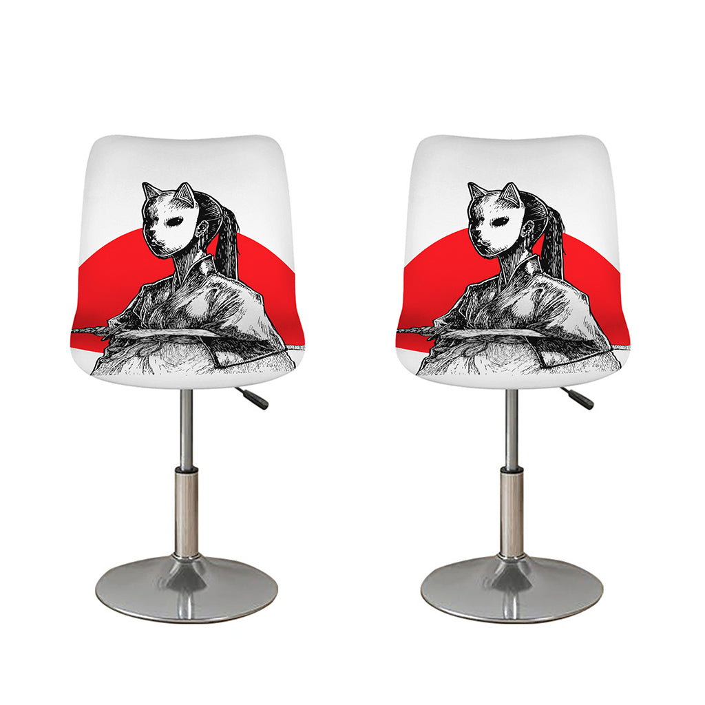 Japanese Samurai Girl Print Bar Stool Covers