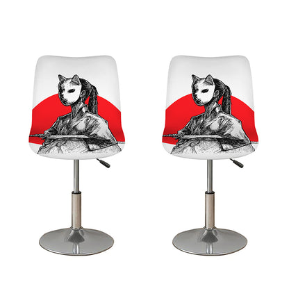 Japanese Samurai Girl Print Bar Stool Covers