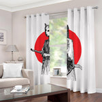 Japanese Samurai Girl Print Blackout Grommet Curtains