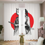 Japanese Samurai Girl Print Blackout Pencil Pleat Curtains