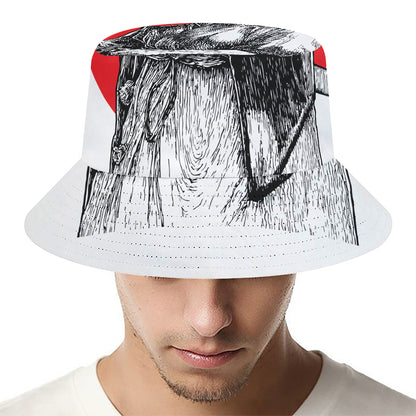 Japanese Samurai Girl Print Bucket Hat