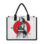 Japanese Samurai Girl Print Canvas Tote Bag