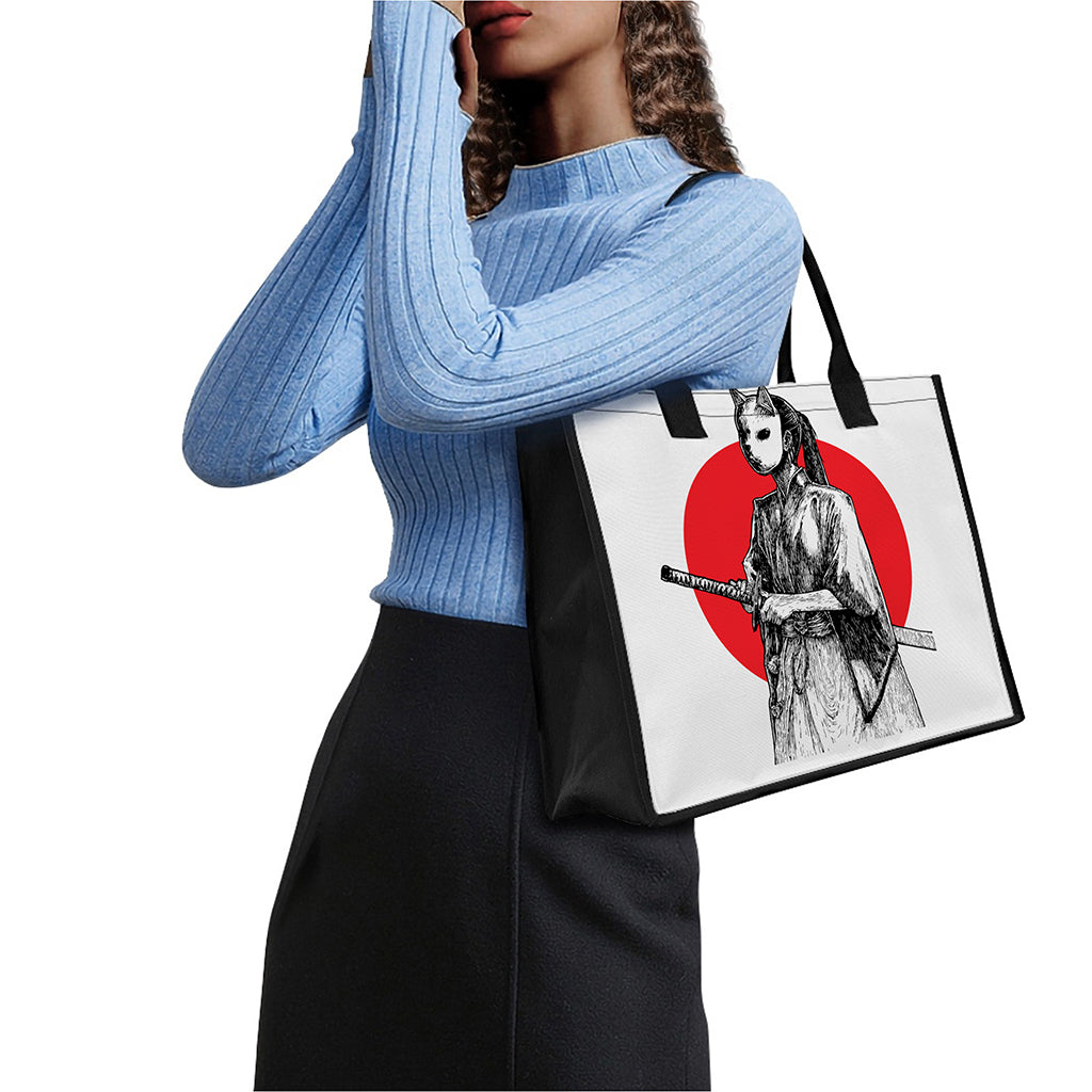 Japanese Samurai Girl Print Canvas Tote Bag