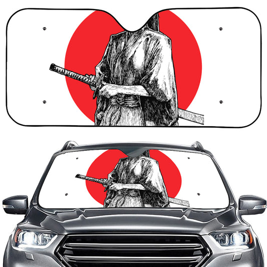 Japanese Samurai Girl Print Car Windshield Sun Shade