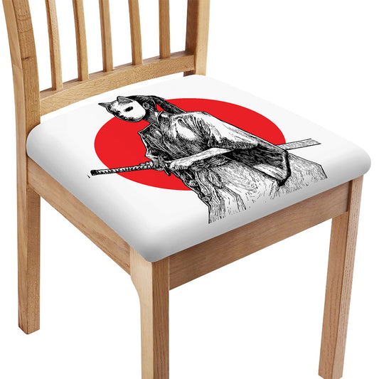 Japanese Samurai Girl Print Chair Cushion Cover