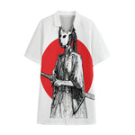 Japanese Samurai Girl Print Cotton Hawaiian Shirt