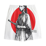 Japanese Samurai Girl Print Cotton Shorts