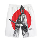 Japanese Samurai Girl Print Cotton Shorts