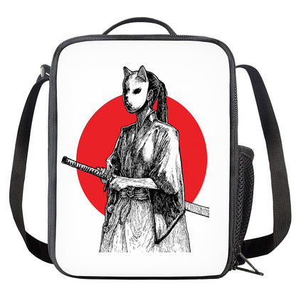 Japanese Samurai Girl Print Crossbody Lunch Bag
