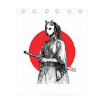 Japanese Samurai Girl Print Curtain