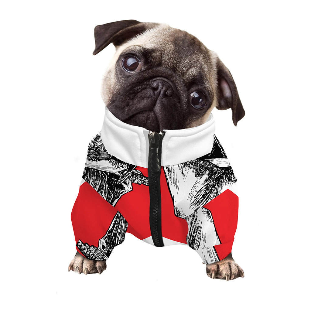 Japanese Samurai Girl Print Dog Zip Up Jacket