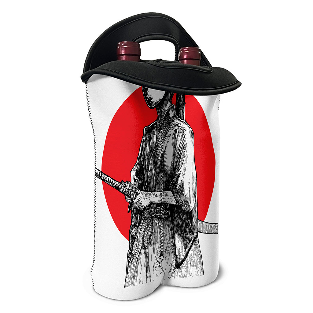 Japanese Samurai Girl Print Double Neoprene Wine Tote
