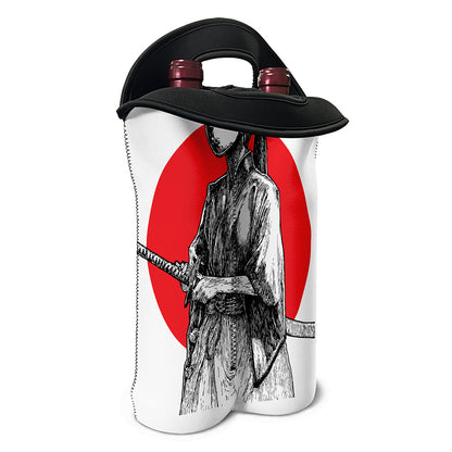 Japanese Samurai Girl Print Double Neoprene Wine Tote