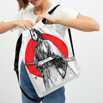 Japanese Samurai Girl Print Drawstring Backpack