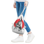 Japanese Samurai Girl Print Drawstring Bag