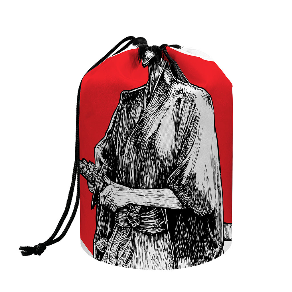 Japanese Samurai Girl Print Drawstring Makeup Bag