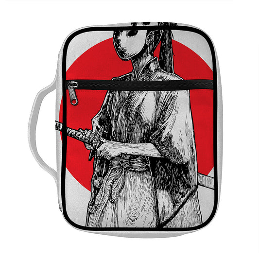 Japanese Samurai Girl Print Front Pocket Bible Bag