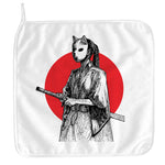 Japanese Samurai Girl Print Hand Towel