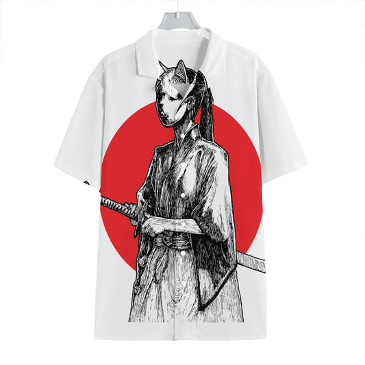 Japanese Samurai Girl Print Hawaiian Shirt