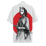 Japanese Samurai Girl Print Hawaiian Shirt