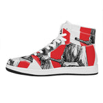 Japanese Samurai Girl Print High Top Leather Sneakers