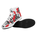 Japanese Samurai Girl Print High Top Leather Sneakers